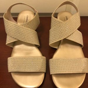 Gold Comfort Plus by Predictions Dress Wedge Flats